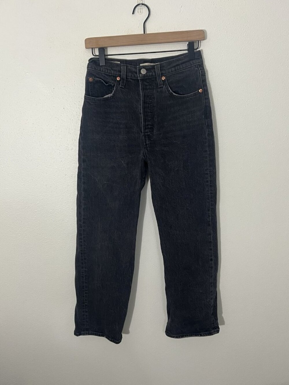 Levi’s Ribcage Ankle Straight Jeans Washed Black Size 27